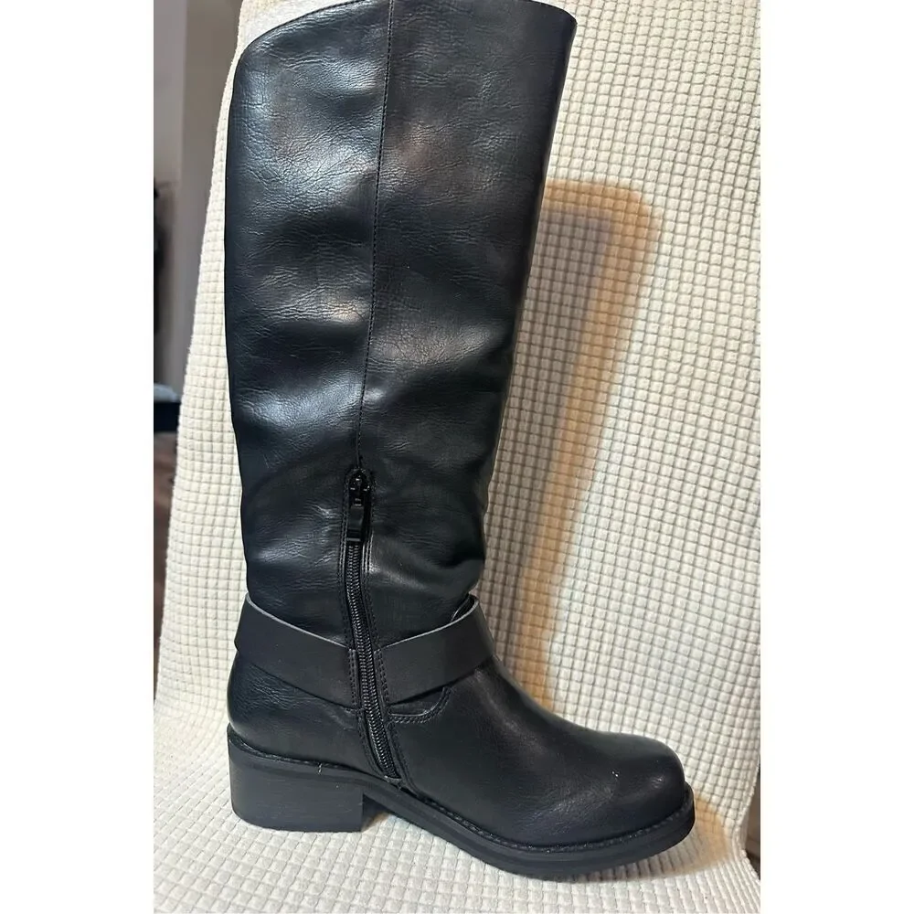 Volatile NEW size 7.5 tall black harness riding boots Meridee moto